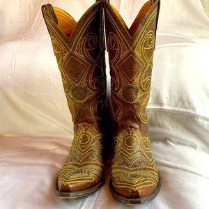 Old Gringo Women’s Brown Leather Stitched Cowboy Boots Size 8B